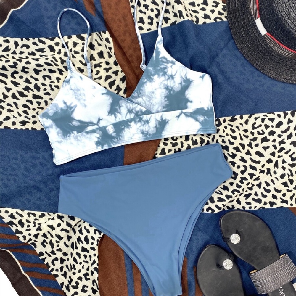 Boho tie dye high waist bikini cheeky swimsuit - Picture 6 of 7